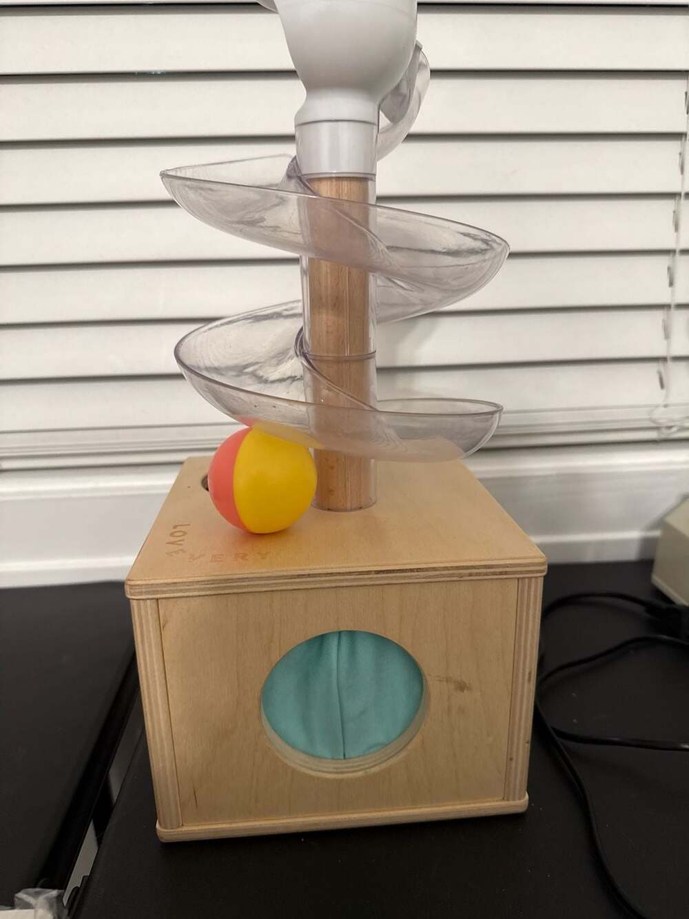 Wooden Ball Drop Learning Toy with Yellow and Red Balls